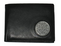 Celtic Ireland Irish Black Leather Billfold Wallet with Eternity Knot emblem