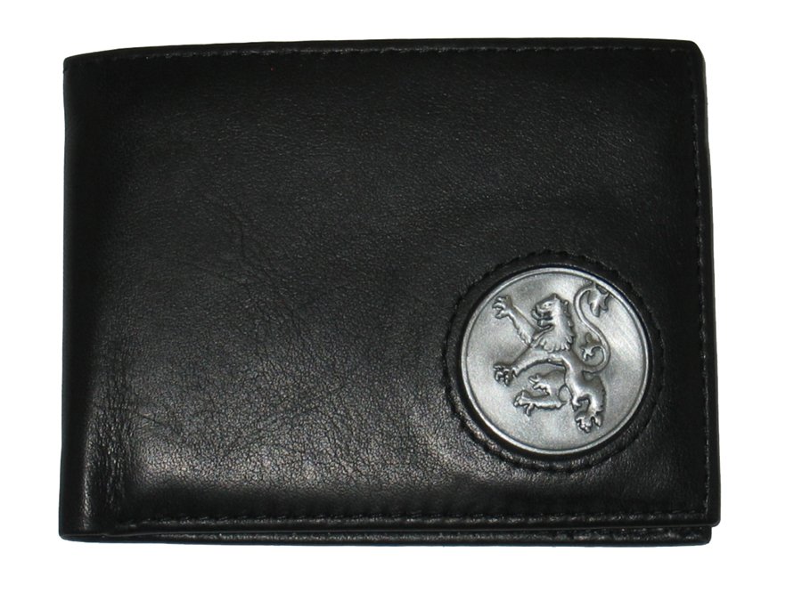 Celtic Scotland Scottish Brown Leather Billfold Wallet with Rampant Lion Emblem