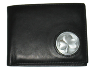 Celtic Ireland Irish Leather Billfold Wallet with Shamrock Emblem