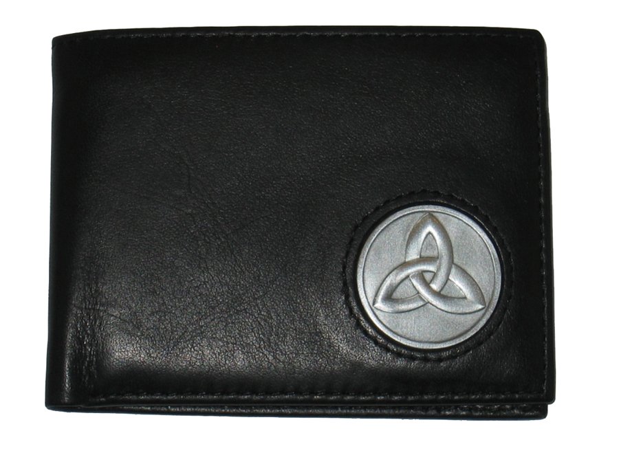 Celtic Ireland Irish Brown Leather Billfold Wallet with Trinity Knot Emblem