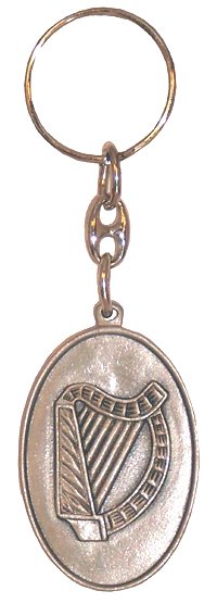 Harp Irish Celtic Pewter Keychain